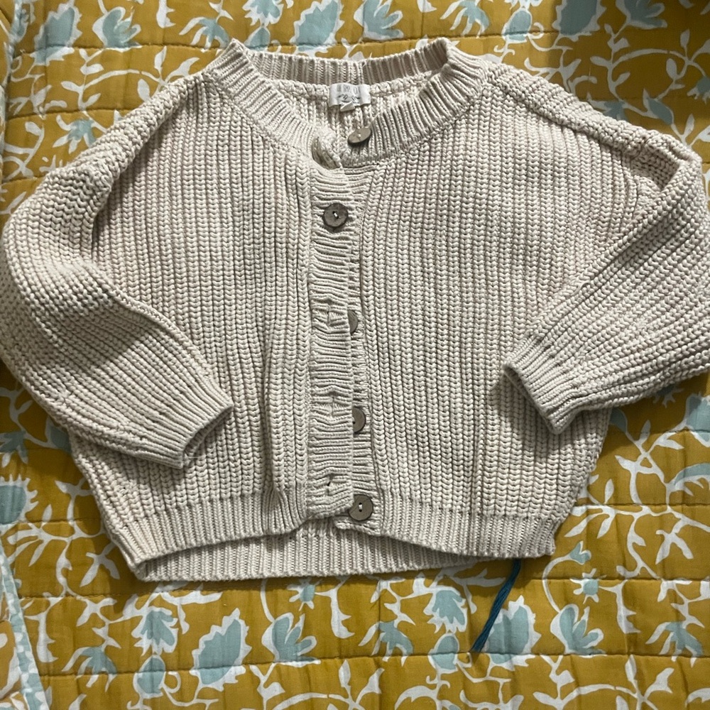 Charming Beige Knit Kids Cardigan